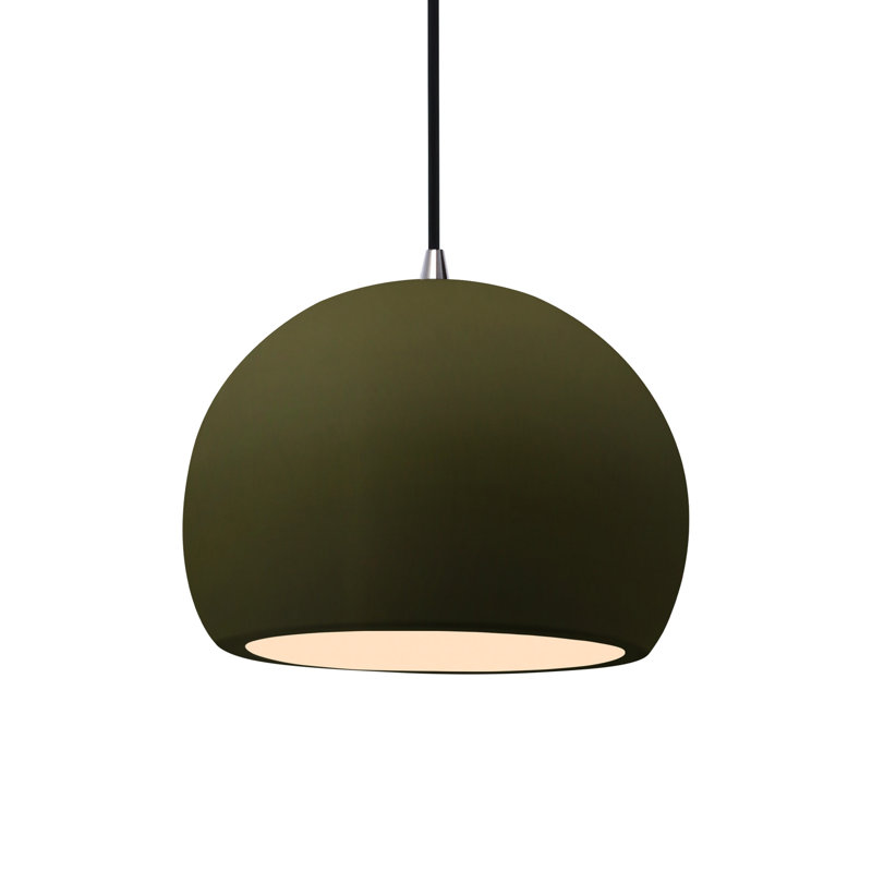Luminaire suspendu à 1 lumière Aschwin, H 7,75 po x l 10 po x P 10 po, Vert mat, Nickel brossé