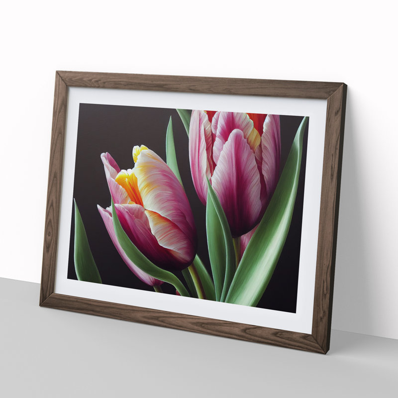 Awe Inspiring Tulip Flowers - Framed Print, 46cm H x 64cm W x 2cm D, Walnut