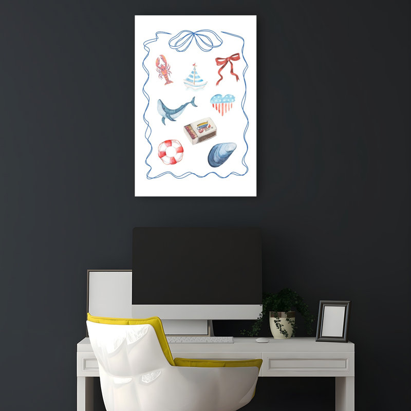 Reproduction d'art nautique de bord de mer, 18" H x 12" W