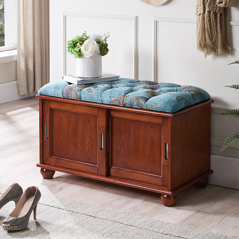 Banc rembourré brun, H 19,69 po x l 31,5 po x P 15,75 po