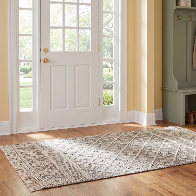 Boulder Geometric Area Rug in Beige/Gray, Runner 2'3" x 8'