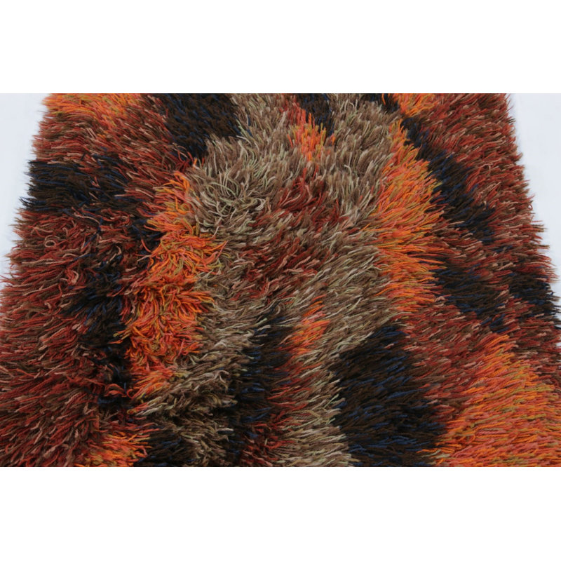 Vintage Swedish Rya Runner With Multicolor Abstract Pattern -  Rug & Kilim