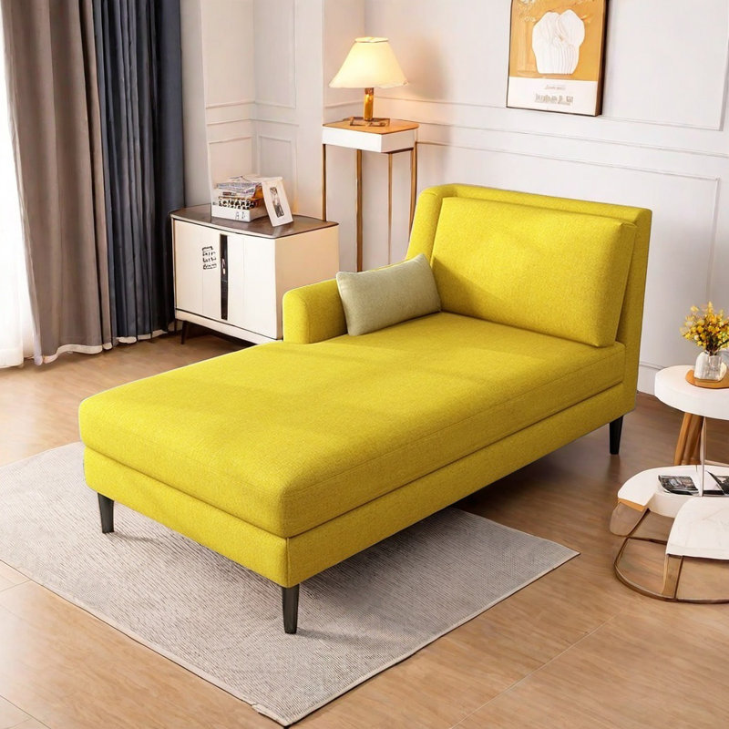 Chaise longue confortable en bois massif, Abricot