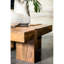 Table basse carrée en bois naturel de 18 pouces de hauteur, avec une structure géométrique et une table stable, d'une profondeur de 36 po, avec une fabrication en grain riche