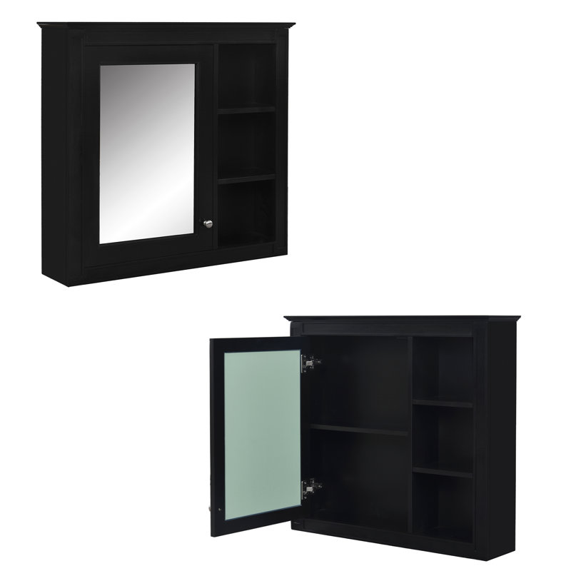 Élégante armoire murale de salle de bain avec miroir et 3 tablettes ouvertes - Armoire à pharmacie murale pour un rangement efficace dans la salle de bain
