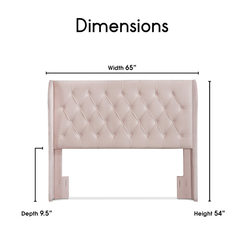 Upholstered Wingback Headboard, Queen, Dusty Mauve