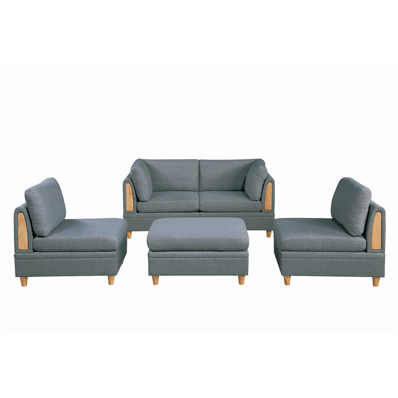 Canapé modulaire 5 pièces rembourré, 100 % polyester gris