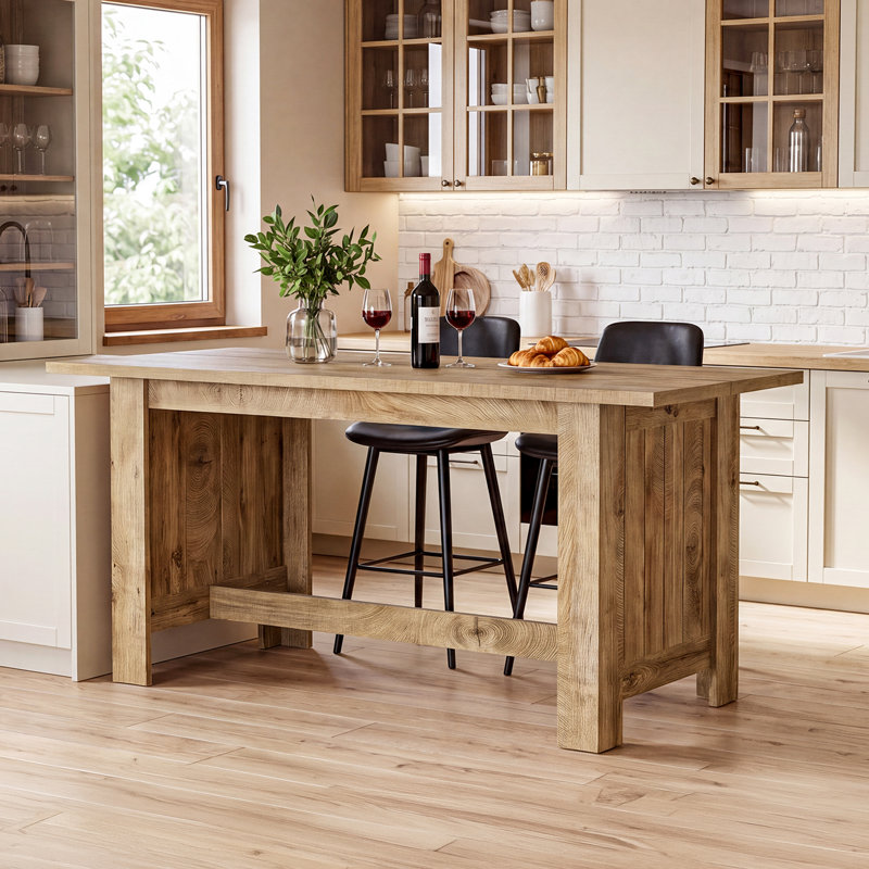 Table pour îlot de cuisine de 63 pouces, table pour îlot de ferme avec sièges, table de bar à hauteur de comptoir pour la cuisine et la salle à manger