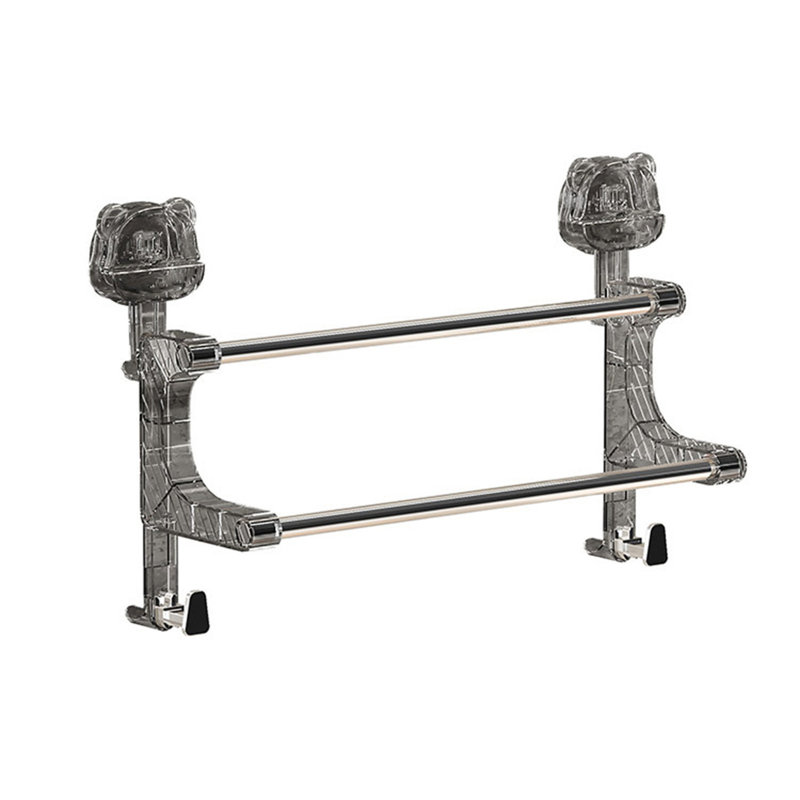 Porte-serviettes à double ventouse rétractable à double tige, Gray