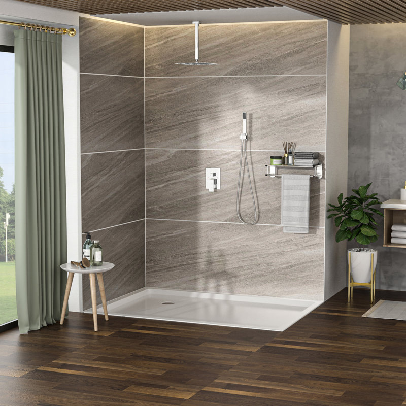 16 Inch Ceiling Mount Shower - Dual Head In With -balanced Valve, Rainfall And Handheld, Easy Installation Oxidation Resistance 16" Square System Buoyancy