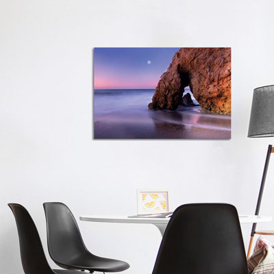 Sea Arch and Full Moon over El Matador State Beach 1 Piece Wrapped Canvas Wall Art