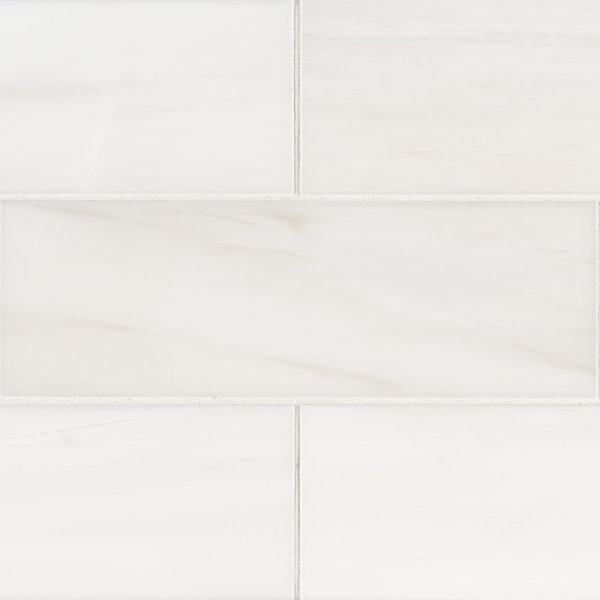 Calabria Frost 4 in. x 12 in. Polished Marble Subway Floor and Wall Tile