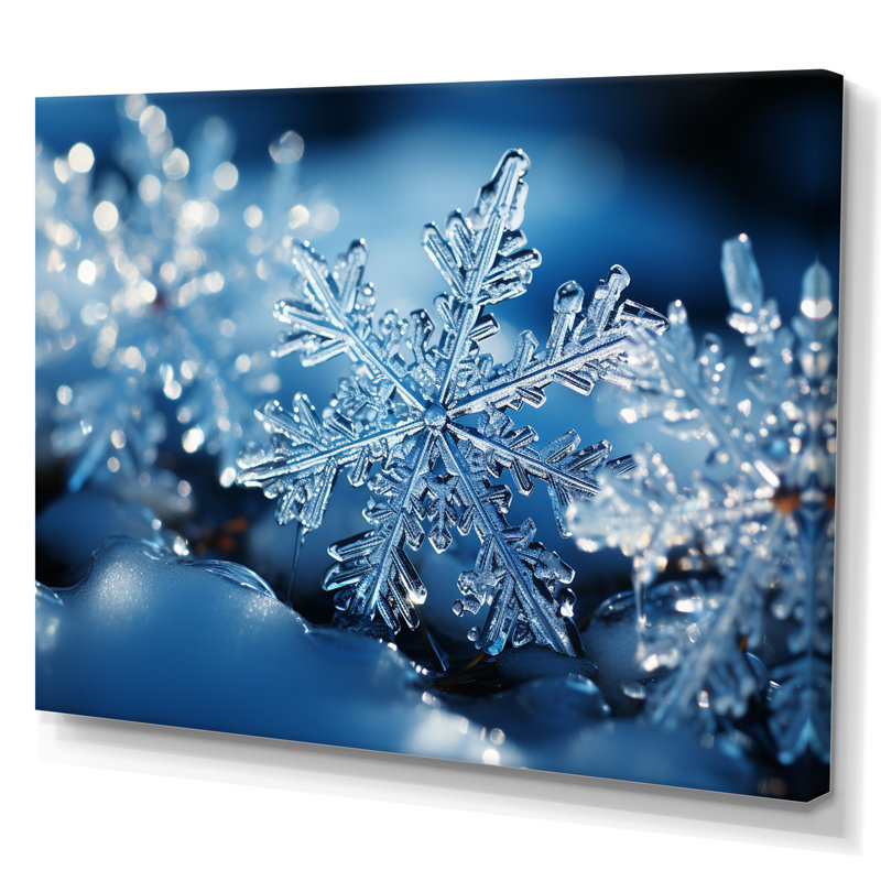 «Glimmering Snowflakes II - Winter Landscape», art encadré, Toile tendue, H 12 po x l 20 po x P 1 po