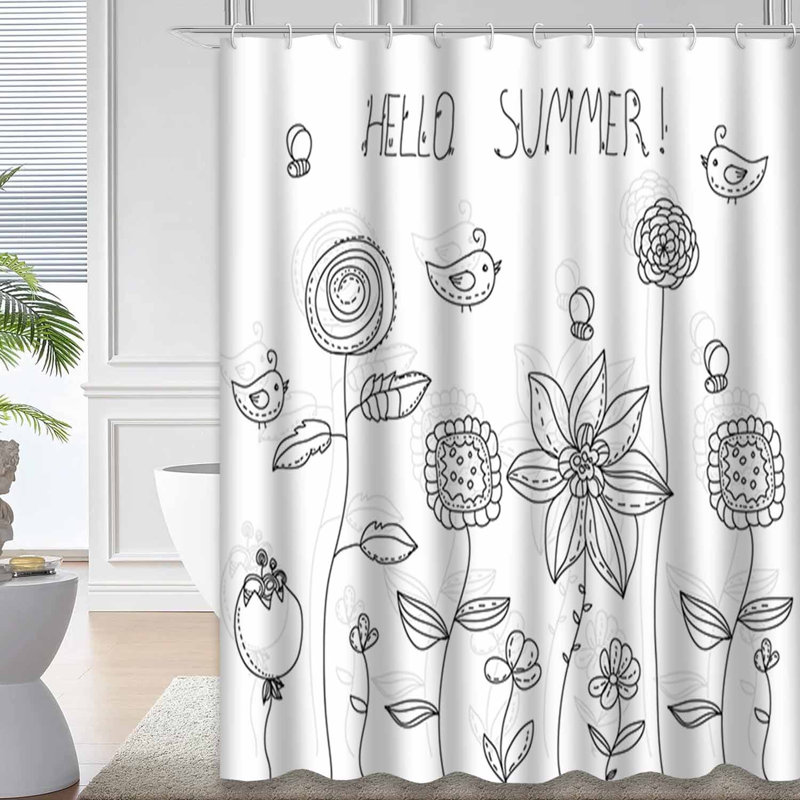 Magnifique rideau de douche décoratif noir uni avec 12 crochets, L 72 po x l 84 po