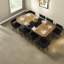 Ensembles de table de salle à manger spacieux 9 pièces, bois aggloméré et velours noir, salle à manger familiale moderne