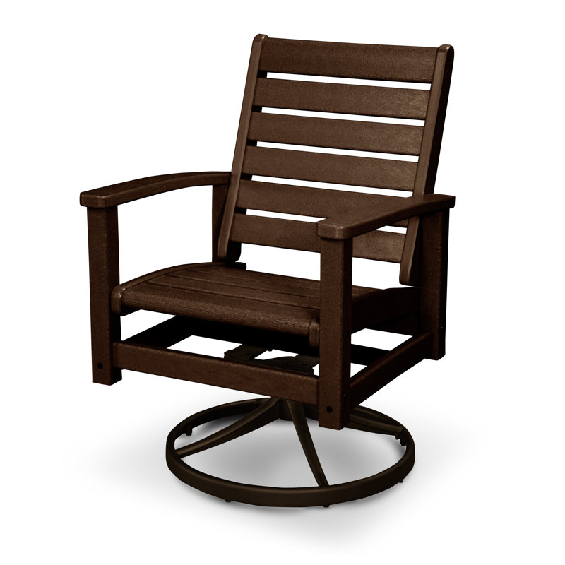 Chaise berçante pivotante POLYWOOD Signature, Bronze texturé / acajou