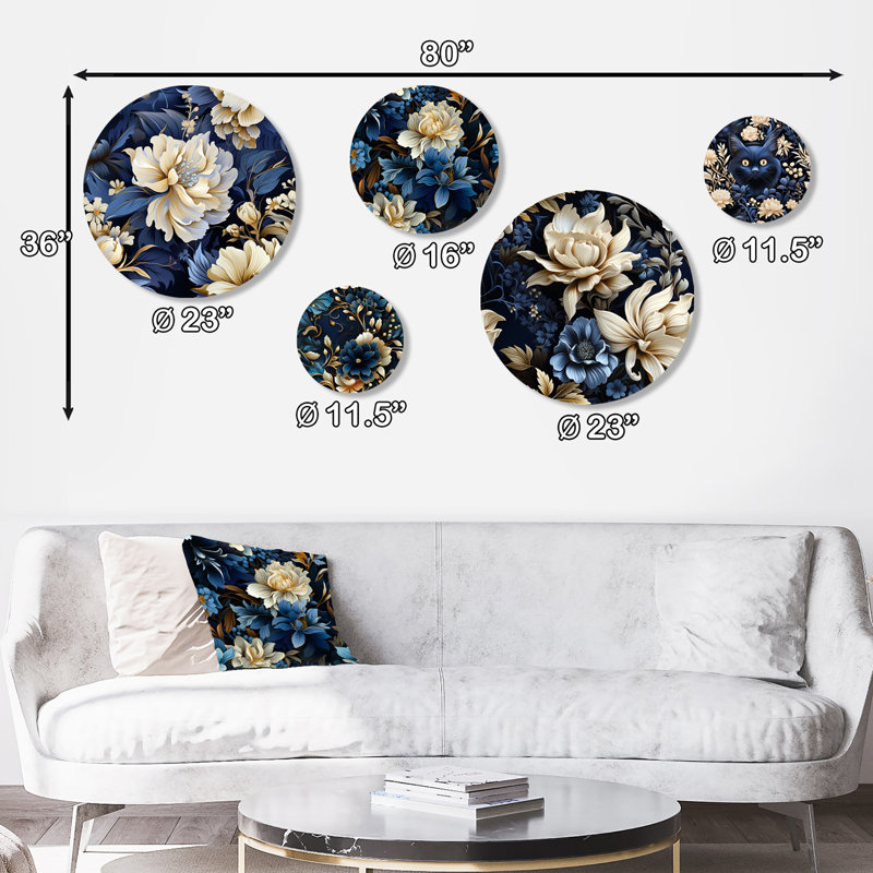 Claudia - ensemble de 5 reproductions d'art floral