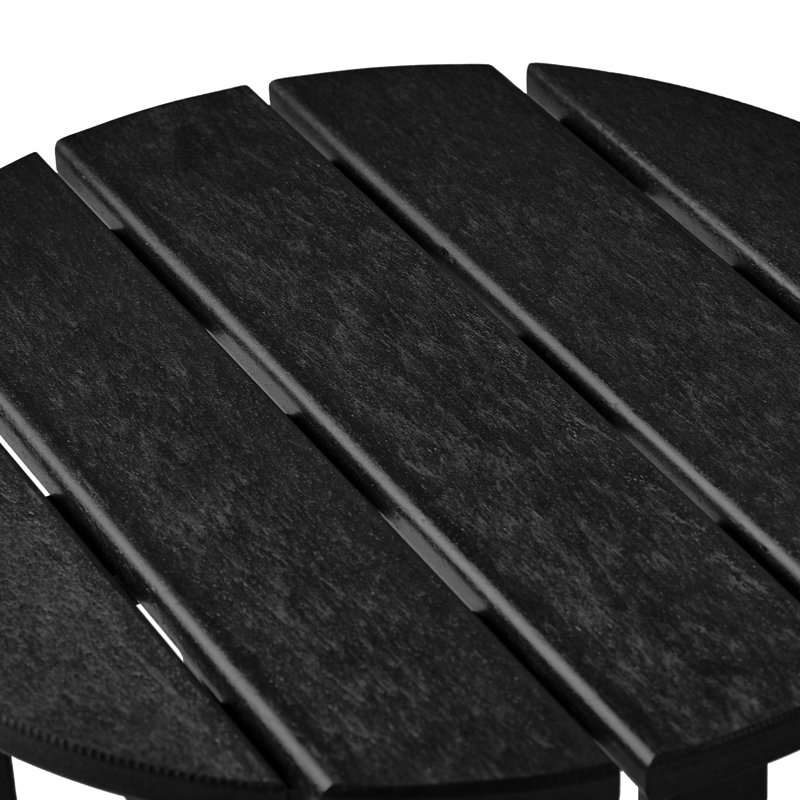 Chaise Adirondack d'extérieur réglable et pliante avec repose-pieds dissimulé et table d'appoint ronde, Noir