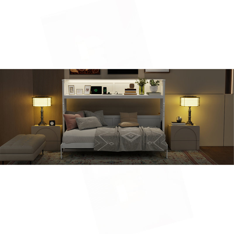 Lit escamotable polyvalent avec bureau et station de charge avancée pour optimiser l'espace