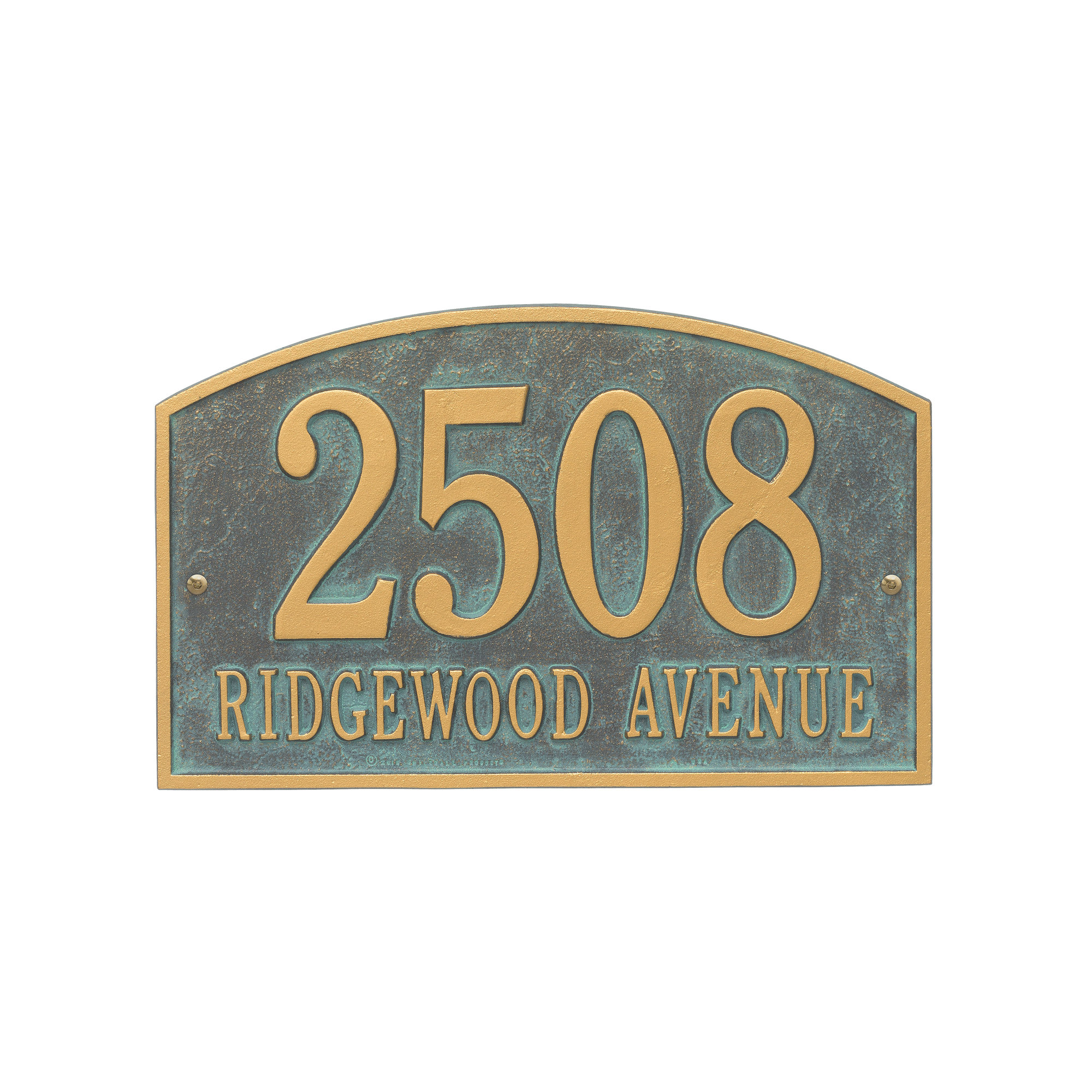 Legacy 2-Line Wall Address Plaque, Bronze Verdigris, Yes