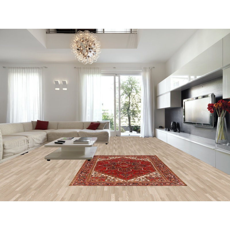 Tapis traditionnel rétro médaillon rouge 7 x 9
