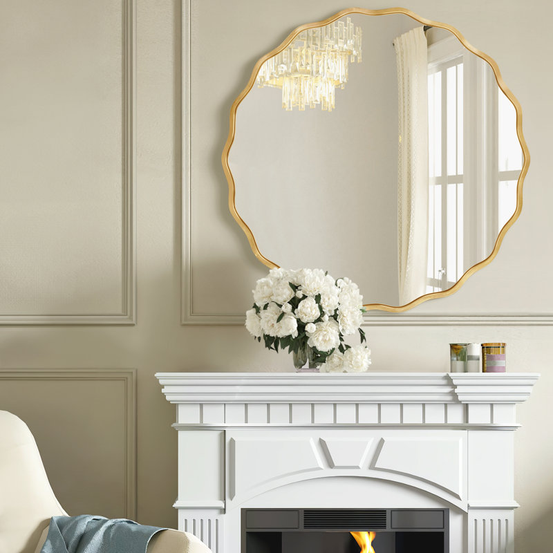 Miroir mural rond, Doré, 23,5 po x 23,5 po