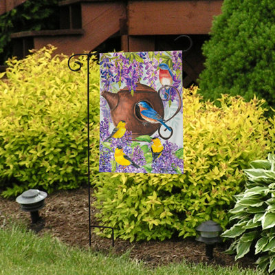 Teapot Birdhouse Spring Garden Flag