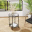 Kiyra Glass Top Cross Legs End Table