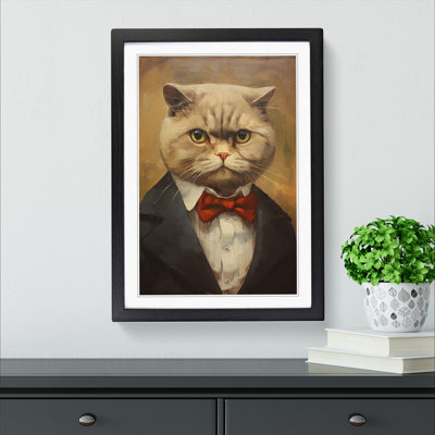 Cat Modern - Single Picture Frame Print on Wood