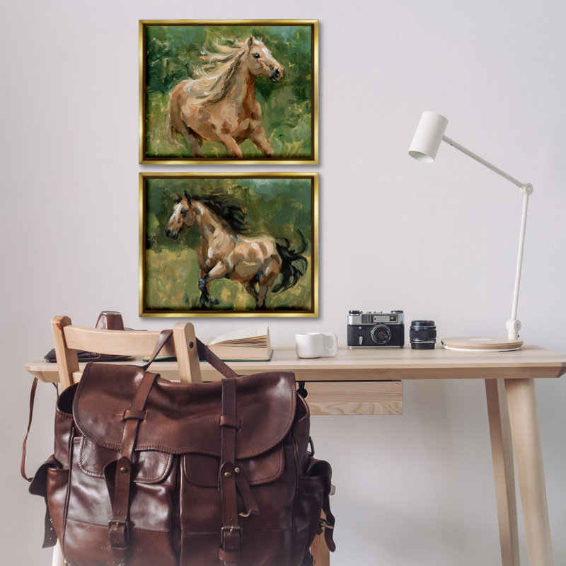  Ensemble de 2 toiles flottantes encadrées Trotting Horse visages par Victoria Barnes, H 17 po x l 21 po