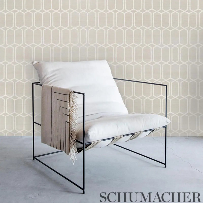 Modern Trellis Hemp Shimmer Wallpaper, Moonstone