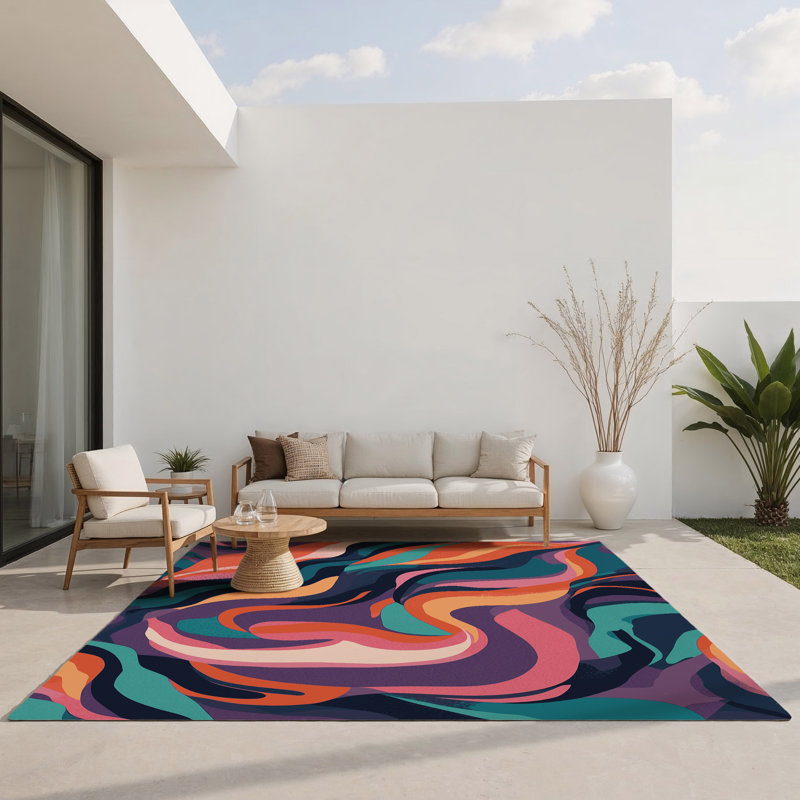 Tapis d'intérieur et d'extérieur Neon Reverb, Rectangle 9 pi x 12 pi