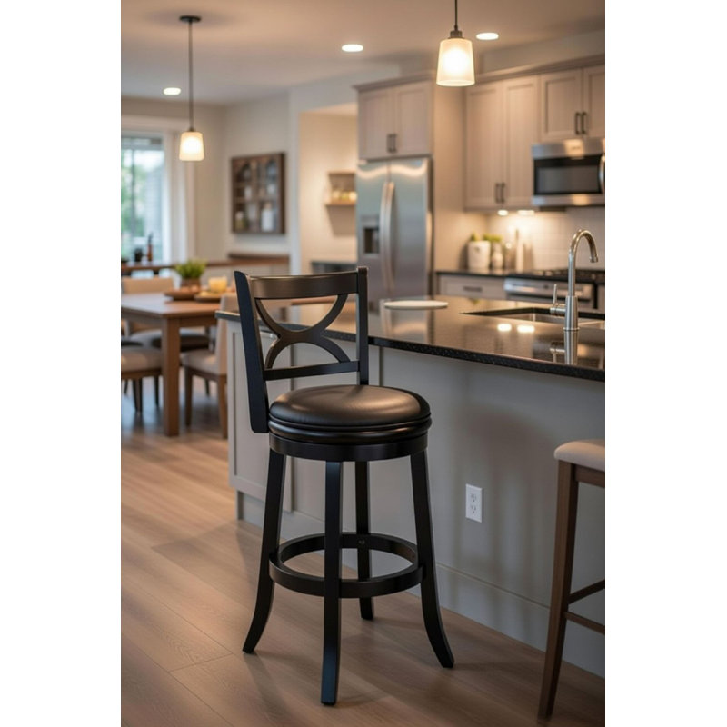 Tabouret de bar et de comptoir Adelaida, Noir Sandthru, Tabouret de bar (siège d'une hauteur de 30 po)