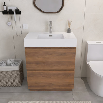  Ossby 30" Freestanding Bathroom Vanity Single Sink,2/3 Extendable Drawers