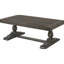 Table basse rectangulaire grise en bois massif, de 50 po de long, aspect vieilli, surface lisse, base en forme de H de 52 po, finition, autoportante, idéale pour une soirée cinéma dans le salon