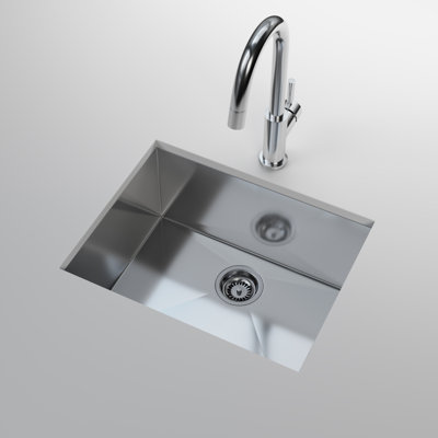 Cantrio KSS-2318-0 23 inch 18-Gauge 304 Stainless Steel Undermount Kitchen Sink