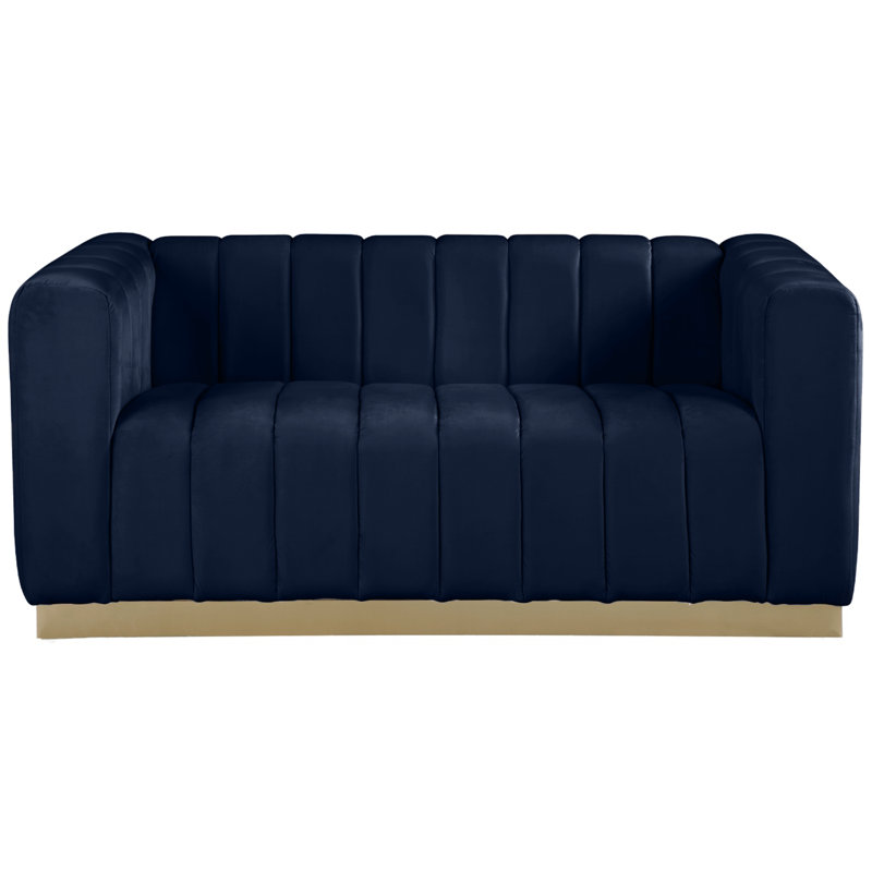 Tyneside 62.5'' Velvet Loveseat, Navy Velvet
