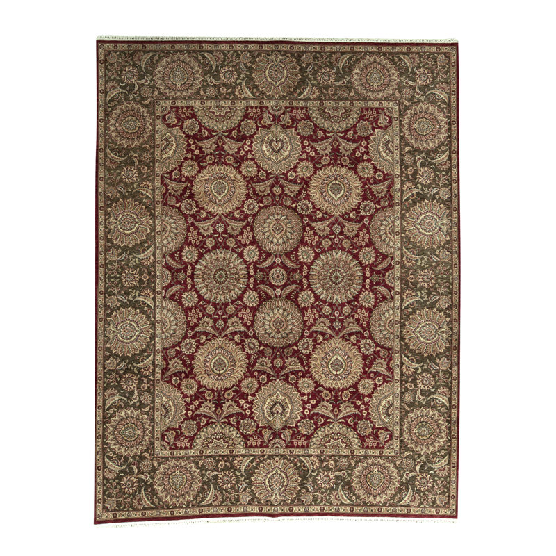 Tapis rouge et beige noué à la main de haute qualité