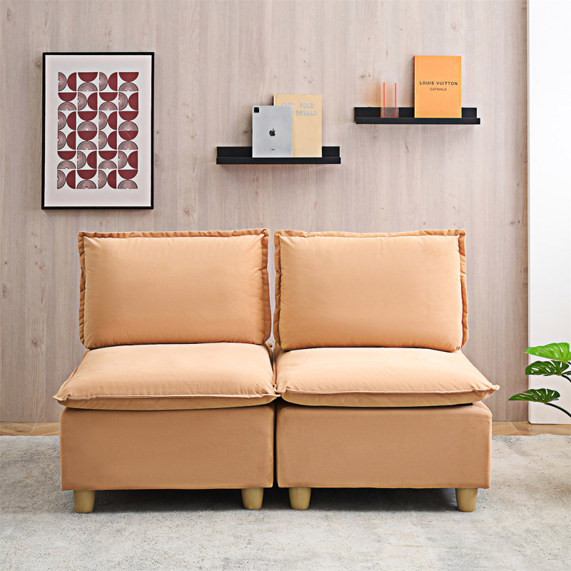 Minimalist Upholstered Sofa, Light Brown