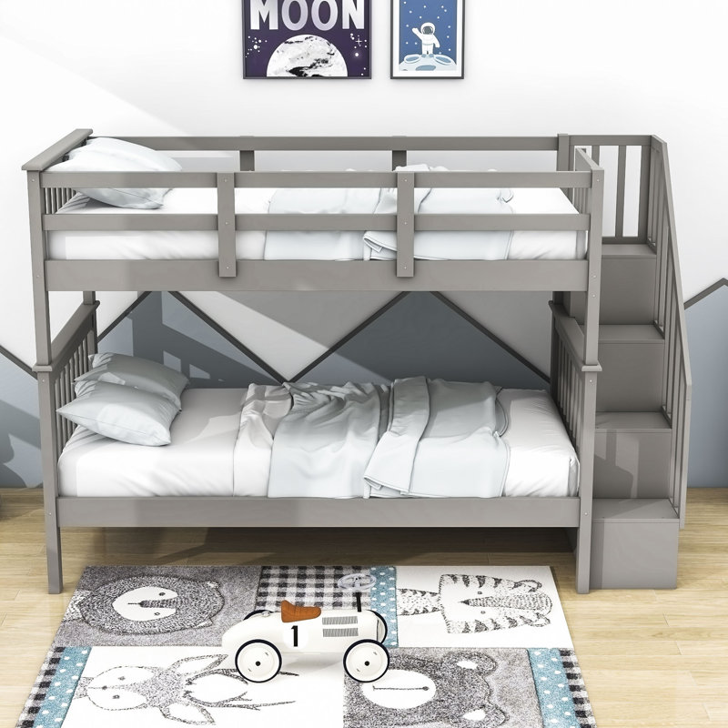 Abruscato Kids Twin Over Twin Bunk Bed, Gray