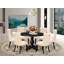 L'ensemble de salle à manger 7 pièces comprend une table moderne et 6 chaises de salle à manger en tissu de polyester beige clair avec dossier capitonné - Noir sablé-1825336718-1814925272-1825336715
