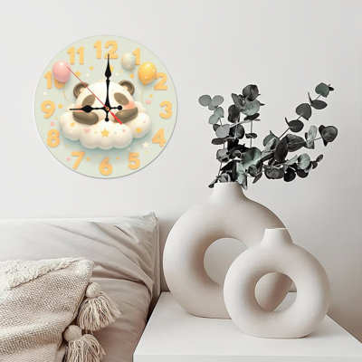 cute panda clock cloud balloons stars numbers