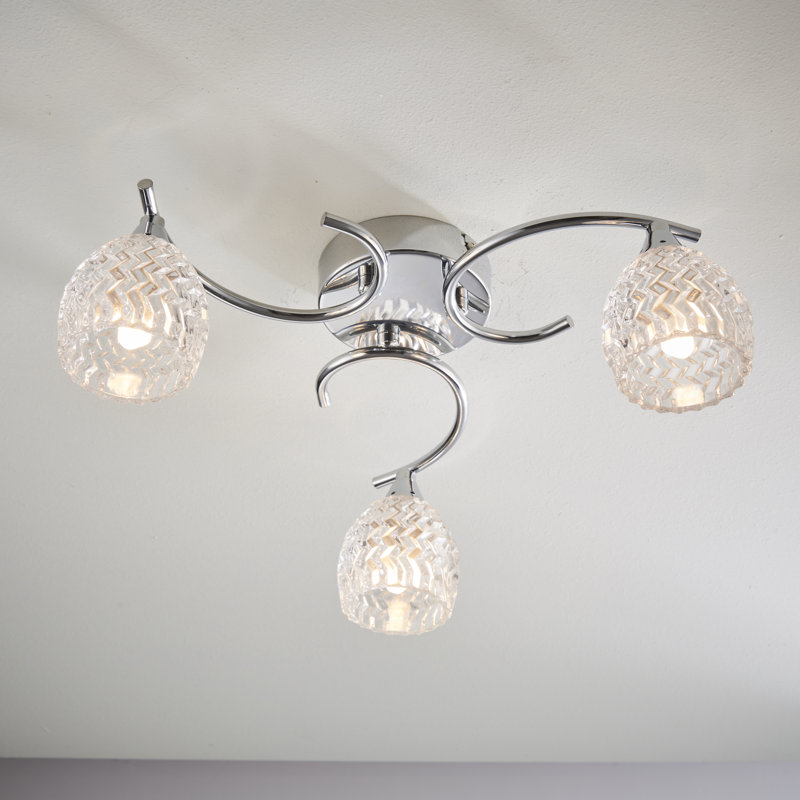 Minden Glass Semi Flush Mount, Chrome