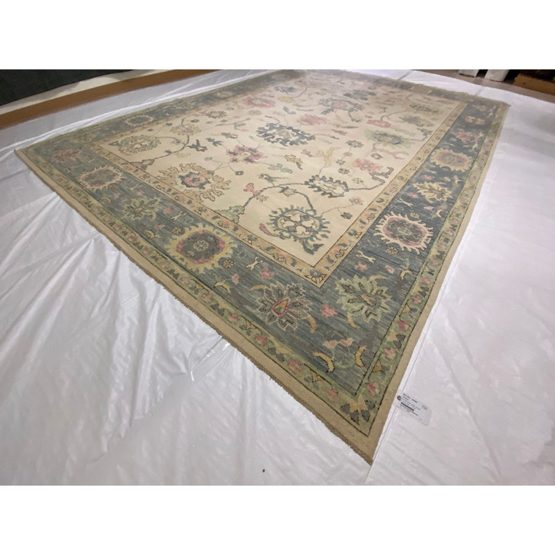 Tapis Oushak rétro vieilli unique fait à la main 10 pi 2 po x 14 pi One-of-a-Kind