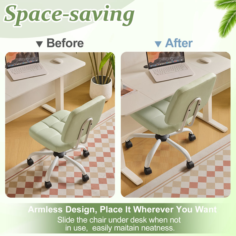 Chaise de bureau 22,1 po, Vert clair, Blanc