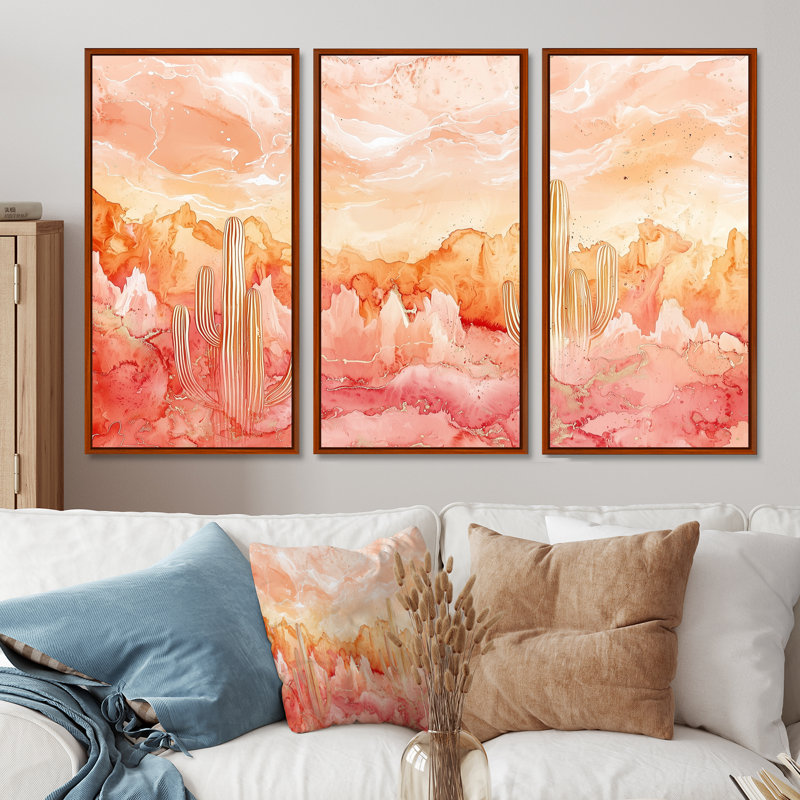 Velvet Pulse Of Cactus I - Floral Cactus, ensemble de reproduction d'art mural, H 40 po x l 60 po, Brun