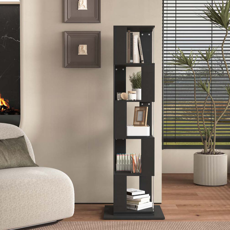 5 Tier Large Open Bookshelf, Black