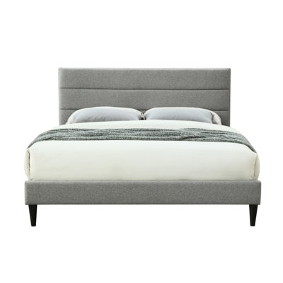 Lit simple dans une boîte avec tête de chargement - Revêtement gris