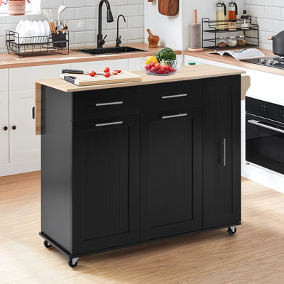 46" W Wood Kitchen Island with Drop Leaf by Lark Manor