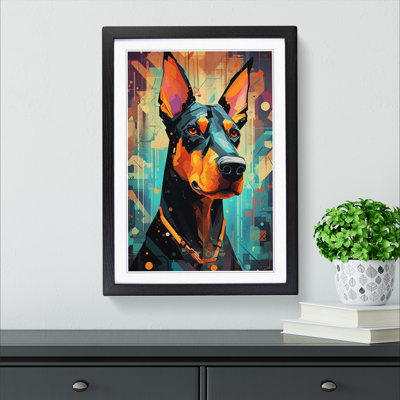 Doberman Futurism No.2 - Single Picture Frame Print on Wood